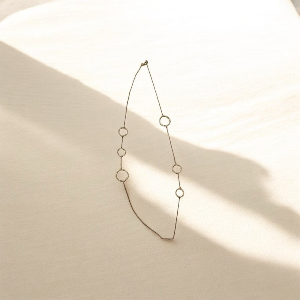 LOFT Gold-Tone CZ Circle Station Long Necklace